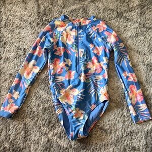 Floral Long Sleeve Kids Swimwear